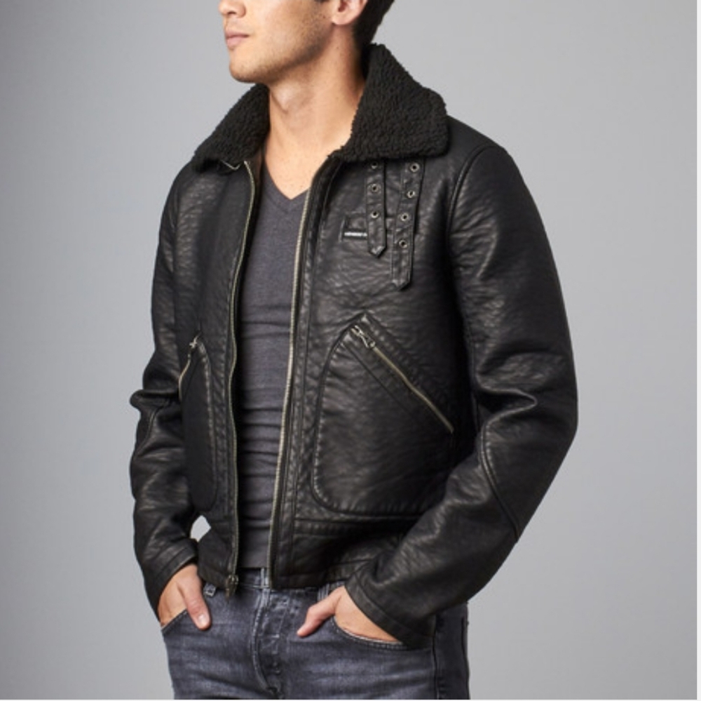 Members Only Military Jacket + Sherpa Collar / Black